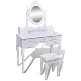 The Living Store Toaletna miza z ogledalom in stolčkom 7 predalov bela - Mizica, (21663712) | Shoptok.si