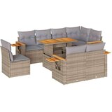 vidaXL 9-dijelni set vrtnih sofa s jastucima bež od poliratana bagrem | shoptok.hr