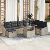 vidaXL 9-delni set vrtnih sofer z blazinami v svetlo sivi barvi poli ratan | Shoptok.si