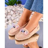 Resti Openwork light brown women's moccasins with decorative crystals Cizzas | Shoptok.si