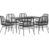 vidaXL 7-dijelni vrtni blagovaonski set s jastucima crno | shoptok.hr