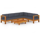  7-dijelna vrtna garnitura s tamnosivim jastucima bagremovo drvo | shoptok.hr