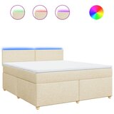 vidaXL Box spring postelja z vzmetnico krem 180x200 cm blago, (21307284) | Shoptok.si