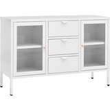 Maison Chic Komoda - Predalnik - Stranska omarica bela 105x35x70 cm jeklo in kaljeno steklo, (21719511) | Shoptok.si