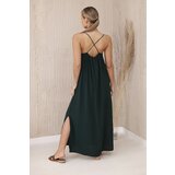 Kesi Włoski Long dress with straps dark green | Shoptok.si