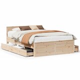 vidaXL Posteljni okvir brez vzmetnice z vzglavjem 140x190 cm borovina, (21322071) | Shoptok.si
