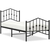 Maison Chic Kovinski Posteljni okvir - Enojna postelja - Postelja za odrasle z vzglavjem in vznožjem črn 90x200 cm, (21695730) Cene