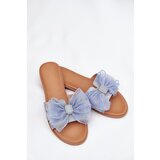 Boto Women Flat Heel Slippers With Tulle Bow Denim Tanira | shoptok.hr