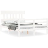 Maison Chic Posteljni okvir - Dvoposteljna postelja - Zakonska postelja z vzglavjem bel 140x190 cm trden les-J15630, (21772829) | Shoptok.si