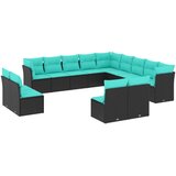  Vrtni set s jastucima, 13 dijelova, crni poliratan | shoptok.hr