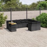 vidaXL 10-dijelni set vrtnih sofa s jastucima crni od poliratana | shoptok.hr