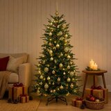  Umjetno božićno drvce s nogom 150 cm 150 LED lampica - Zelena 150 cm s LED žaruljama i zlatnim kuglicama | shoptok.hr