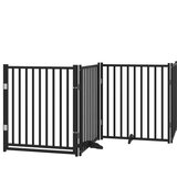  Vrata za pse s vratašcima 6 panela sklopiva 480 cm drvo topole Crna 80 x 90 x 2 cm | shoptok.hr