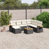 Maison Chic Seti vrtnega pohištva - Vrtna garnitura - Vrtni pohištvo set 8-delna z blazinami črn poli ratan, (21799730) | Shoptok.si