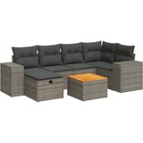 Maison Chic Seti vrtnega pohištva - Vrtna garnitura - Vrtni pohištvo set 7-delna z blazinami siv poli ratan, (21802627) | Shoptok.si