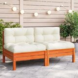  Vrtna sofa bez naslona za ruke s jastucima smeđa od borovine | shoptok.hr