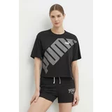 Puma Bombažna kratka majica POWER ženska, črna barva, 677896