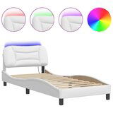  The Living Store Posteljni okvir z LED lučkami bel 90x190 cm umetno usnje - Posteljni Okvir, (21450522) | Shoptok.si