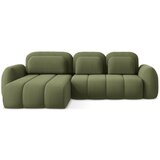 Makamii Zelena sklopiva/s prostorom za odlaganje kutna garnitura od bouclé tkanine (s lijevim kutom/s ležaljkom) Pele – | shoptok.hr