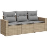  The Living Store Vrtna sedežna garnitura 3-delna z blazinami bež poli ratan - Vrtna Sedežna Garniture, (21443194) | Shoptok.si