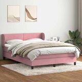  s oprugama i madracem ružičasti 160x210 cm baršunasti | shoptok.hr