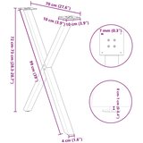  Noge za blagovaonski stol u obliku slova X, 2 kom, prirodni čelik, 70 x (72-73) cm, čelik | shoptok.hr