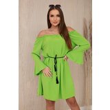 Kesi Dress with a drawstring at the waist in light green colour cijene