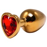  veliki zlatni analni dildo srce sa crvenim dijamantom Cene'.'