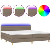  box spring s madracem LED smeđesivi 200x200 cm tkanina | shoptok.hr
