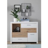 XORA komoda, bela, barve hrasta | Shoptok.si