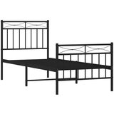 Metalni okvir kreveta uzglavlje i podnožje crni 75x190 cm | shoptok.hr