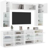  6-dijelni set zidnih TV ormarića s LED svjetlima bijeli | shoptok.hr