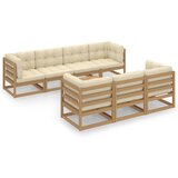 The Living Store Vrtna sedežna garnitura 8-delna z blazinami trdna borovina - Vrtna Sedežna Garnitura, (21422356) | Shoptok.si