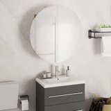  Kopalniška omarica z okroglim ogledalom LED Črna 40x40x17,5 cm, (20801472) | Shoptok.si