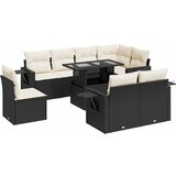 Maison Chic Seti vrtnega pohištva - Vrtna garnitura - Vrtni pohištvo set 9-delna z blazinami črn poli ratan, (21808047) | Shoptok.si