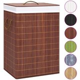  Košara za rublje od bambusa s 2 odjeljka smeđa 72 L | shoptok.hr