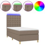  box spring s madracem LED smeđesivi 80 x 200 cm tkanina | shoptok.hr
