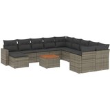 vidaXL 12-dijelni set vrtnih sofa od poliratana s jastucima sivi | shoptok.hr