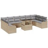 vidaXL set od 11 dijelova vrtnih sofa s jastučićima Bež Poliratan, dvosjedna vrtna sofa s pohranom i jastučićima Bež Poliratan Cijene