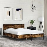 Maison Chic Posteljni okvir - Dvoposteljna postelja - Zakonska postelja dimljeni hrast 140x200 cm inž. les in kovina-J14298, (21769462) | Shoptok.si