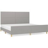 The Living Store Posteljni okvir z vzglavjem svetlo siv 200x200 cm blago - Posteljni Okvir Z Vzglavjem, (21531474) | Shoptok.si