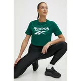 Reebok Bombažna kratka majica Identity ženska, zelena barva, 100076000