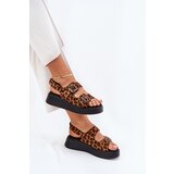 Boto Ladies Platform And Wedge Sandals With Buckles Leopard Brown Genorre | ePonuda.com