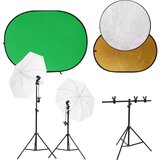 vidaXL Komplet za fotografski studio z lučmi, platnom in reflektorjem, (21023036) | Shoptok.si