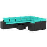 vidaXL Vrtni set od 10 dijelova s jastucima crni poliratan - Crna i plava 1 | shoptok.hr