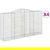  Obokane gabion košare 4 kosi 300x50x160/180 cm pocinkano železo | Shoptok.si