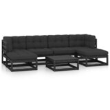 The Living Store Vrtna sedežna garnitura 7-delna z blazinami črna trdna borovina - Vrtna Sedežna Garnitura, (21422208) | Shoptok.si