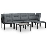 Maison Chic Seti vrtnega pohištva - Vrtna garnitura - Vrtni pohištvo set 6-delna črna in siva poli ratan, (21819480) | Shoptok.si