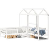 vidaXL Set kreveta i klupe s krovom bijeli 75x190 cm puno drvo bor Cijene