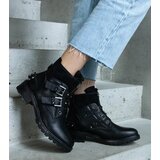 Gemre Black ankle boots embellished with studs on a flat heel Neffa | Shoptok.si
